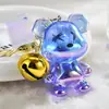 Promoção Urso de Cristal pulseira de corda de couro chaveiro de acrílico decorações para mochila de casal acessórios para chave de carro pingente
