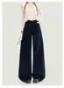 Calça Feminina de Algodão Ecológico Selecionado com Cuidado, Perna Curva, Nova Coleção Outono, Cintura Alta, Emagrecimento, Perna Larga, Solta, Moda, Para Pessoas Altas, Calça Casual