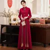 Cheongsam de Luxo Vestido de Brinde Noiva Vermelho Novo Vestido Chinês de Casamento Noivado Vestido de Casamento Banquete em Casa Conjunto de Duas Peças