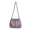 Yue Zi 2026 Outono Inicial Nova Bolsa Casual Elegante Plissada Bufante de Ombro Único Estilo Coreano Simples Versátil Bolsa de Corrente para Axila