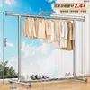 Secador de roupas de chão em tubo de aço inoxidável, espessado e reforçado, para uso em varanda, secador de roupas telescópico de poste único, cabideiro de quarto