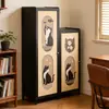 Estantería de Almacenamiento con Puertas, Gabinete Doméstico de Múltiples Niveles para Sala de Estar, Librero Estrecho para Espacios Pequeños contra la Pared para Almacenamiento