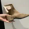 Temporada del Primer Encuentro: Botines Cuadrados Retro Tallados que Aumentan la Altura 5cm para Mujer, Nuevos Botines Ajustados Versátiles Adelgazantes Otoño/Invierno