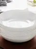 Plato de Porcelana Bone China Plato de Casa Plato Hondo Plato de Cena Cerámica Blanca Pura Juego Combinado Plato Hondo para Sopa Plato de Arroz Porcelana Blanca
