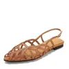 Sandalias tejidas romanas para mujer, planas de verano estilo hada moda francesa de una tira con huecos tipo boca de pez L5033-11