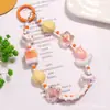 Llavero Colgante de Cuentas Acrílicas Pintadas a Mano de Moda DIY Cadena de Cuentas Pequeñas Coloridas Lindas Accesorio Decoración para Funda de Auriculares