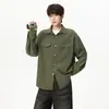 Camisa de manga larga estilo retro americano ctiyboy para hombre, marca de moda de otoño, top chaqueta holgado casual con cuello de solapa