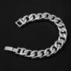 Colar Corrente Cubana Grossa 14mm Transfronteiriço Liga Diamante Completo Pulseira Masculina e Feminina Joias Estilo Hip-Hop de Rua Fábrica