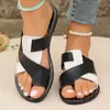 Pantuflas Casuales Planas para Mujer Europeas y Americanas Comercio Exterior talla extra Slip-on para Mujer Bloque de Color PU Zapatos de Playa para Mujer