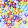 Estrella acrílica de colores brillantes, luna, cuentas redondas, cuentas brillantes en forma de corazón, materiales para pulseras, collares de joyería hechos a mano para DIY