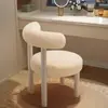 Taburete de Maquillaje para Habitación de Niña, Estilo Crema, Taburete de Comedor Minimalista Moderno Estilo Nórdico con Respaldo, Taburete de Tocador Acolchado Suave de Lujo Ligero