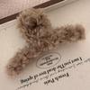 Pinza de tiburón de lana de cordero cálida estilo coreano otoño e invierno, pinza para el pelo de felpa rizada estilo perezoso Oso Teddy, pasador de pelo
