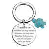 Chaveiro Personalizado de Comércio Exterior Transfronteiriço Etiqueta Redonda Tartaruga Elefante Texto Inspirador em Inglês Chaveiro de Aço Inoxidável Gravado a Laser