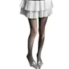 Medias Finas de Rejilla Negras de Moda para Mujer, Estilo Primavera y Otoño, Medias de Rayas Cuadradas Adelgazantes, Medias Negras de Alta Gama