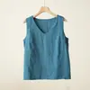 14 Piezas de Chalecos de Lino para Mujer Multicolores con Cuello en V, Chalecos de Cuello Redondo, Camisetas sin Mangas de Hombro Ancho, Ropa de Verano para Mujer