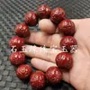 Cinnabar contas redondas de seis palavras pulseira de jade areia dourada roxa pulseira tamanho grande pequeno vermelho sangue de galinha homens e mulheres mesmo estilo pulseira pulseira
