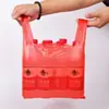 Bolsa de plástico roja gruesa tipo chaleco bolsa de compras para supermercado tienda de frutas bolsa de embalaje de material nuevo fabricantes venta al por mayor