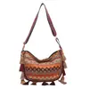 Bolsa Casual Elegante de Grande Capacidade Estilo Étnico 2026 Novo Estilo Bolsa de Ombro Retrô Estilo Nacional Bolsa Transversal de Viagem de Nicho para Mulheres