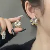 Pendientes de Fuegos Artificiales Bicolor de Lujo Ligero para Mujer 2025 Nuevo Estilo Pendientes de Botón Dos Formas de Usar Sensación de Alta Gama Aguja de Plata de Ley S925 Joyería para Orejas para Mujer