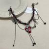 Estilo punk gota de aceite roja amor borla de cuero cadena clavicular personalidad temperamento europeo y americano dulce cool chica hot nicho collar