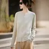 Cardigan de Tricô Gola Redonda Manga Longa Feminino Zíper Duplo Cor Sólida Simples Versátil Jaqueta Top Novo Outono/Inverno 2025