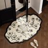 Alfombrilla de Baño Retro Estilo Francés, Antideslizante y Anticaídas, Alfombrilla Absorbente de Tierra de Diatomeas para Baño, Felpudo para WC, Alfombra de Baño