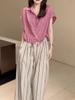 24280 Da Ai Mei Yi Yuan 2026 Verano Nuevo Estilo Camisa Atmosférica con Solapa Pantalones Casuales Sueltos de Pierna Ancha Ropa para Mujer