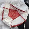 [Rojo Ancola] 880# Ropa Interior Roja Grande de Año Nuevo Malla de Encaje Seda de Hielo Ropa Interior Roja