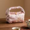 Bolsa de Almacenamiento de Brocado Rosa Caryophyllum Bolso de Mano de Alto Valor para Mujer Bolsa Portátil para Camping al Aire Libre Bolsa para Bolsitas de Té Hecha a Mano