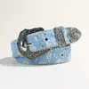 Cinturón Punk Y2K Retro de Mezclilla Europeo y Americano, Cinturón Decorativo de Moda con Ojales de Estrella Punk Europeo y Americano Azul