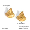 Brincos em Forma de Leque Texturizados Estilosos Normcore para Fronteira Amazon Aço Inoxidável Joias para Meninas Atacado Ouro 18K Real