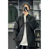 Chaqueta cárdigan tejida para hombre, otoño e invierno, corte holgado, cuello alto, estilo de pareja, chaqueta suéter, top casual de alta gama para hombre