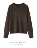 Suéter de cachemira 100% para mujer, cuello redondo, pelo largo cepillado, estilo holgado y perezoso, tejido de punto, jersey de otoño invierno, top suave y pegajoso
