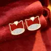 Pendientes Año Nuevo 2026 Año del Caballo Plata Pura Estilo Chino Zodiaco Pendientes de Caballo Lindos Joyería de Ágata Roja