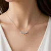 Collar de Plata de Ley 925 Sonrisa de las Cinco Princesas Moissanita de 4 mm para Mujer Cadena para Clavícula Joyería de Cuello de Nicho En Stock Envío Directo Transfronterizo