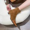 Botines de mujer con costuras retro de punta 2024 otoño e invierno forrados de vellón Xiao Mao con botas delgadas elásticas marea
