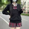 Suéter Jk Cardigan Tejido Otoño e Invierno Estilo Universitario Uniforme Escolar Femenino Traje de Falda a Cuadros Uniforme Jk