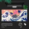 Alfombrilla de ratón con diseño de ola Ukiyo-e estilo japonés, tamaño grande, adecuada para escritorios de computadora, con el Monte Fuji, pad de teclado retro, para uso en oficina y juegos