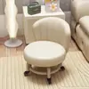 Silla Giratoria con Respaldo, Taburete Pequeño con Ruedas, Taburete Bajo, Silla Móvil, Banco Pequeño, Zapatero Giratorio para Apartamentos de Alquiler