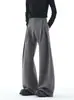 Pantalones de Lino Plisados Estilo Old Money en A para Hombre, Pantalones de Pierna Ancha Fluidos de Color Sólido de Marca de Moda para Verano, Pantalones Casuales de Corte Limpio hasta el Suelo