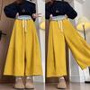 Pantalones de pana de pierna ancha para mujer 2026 Otoño e Invierno Nuevos Pantalones Cortos Estilo Coreano Cintura Alta Estilo Perezoso Pantalones de Falda Casual