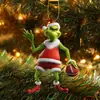 Decoración del Hogar de Acrílico Monstruo de Cabello Verde Adornos Producto Nuevo Transfronterizo Grinch Navideño Jugador de Fútbol Decoración Colgante para Árbol de Navidad