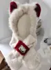 Conjunto Fofo de Chapéu e Cachecol Duas Peças com Orelhas de Urso Chapéu de Proteção para Orelhas Novo Quente Chapéu Lei Feng Chapéu de Ciclismo de Pelúcia