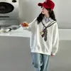 Conjunto de Moletom para Meninas Primavera e Outono 2026 Novo Estilo Coreano Top Falso de Duas Peças Jeans Infantil Roupa de Primavera para 12 Anos