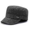 Gorra Hombres Gorra Plana de Invierno Gorra Cálida Engrosada Hombres de Mediana Edad y Mayores Gorra Casual para Exteriores Gorra de Algodón Protectora para Orejas