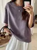 Camiseta de Manga Corta para Mujer Lyocell Tencel Estilo Coreano, Nueva Texturizada Holgada Versátil Cuello Redondo, Otoño 2026