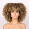 Peruca explosiva de comércio exterior, touca, cabelo curto cacheado fofo, peruca cacheada africana pequena, cacheado kinky