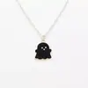 Collar de Dibujos Animados de Fantasma Blanco y Negro Regalo de Halloween Joyería Colgante de Piedra Magnética Cepillada Collar de Acero Inoxidable Personalizado para Pareja
