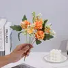 Flor artificial 7 galhos pintura a óleo cebola roxa bola pequena cabo pequeno flor comércio exterior flor de seda decoração de mesa de jantar buquê material de flor de engenharia bola pequena crisântemo
