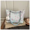 Bolso de Hombro de Pana de Gran Capacidad a la Moda 2026 Nuevo Lindo Estampado de Cerezas en Lona Versátil para Mujer